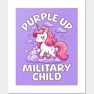 Cute Unicorn Purple Up Military Child Posters and Art